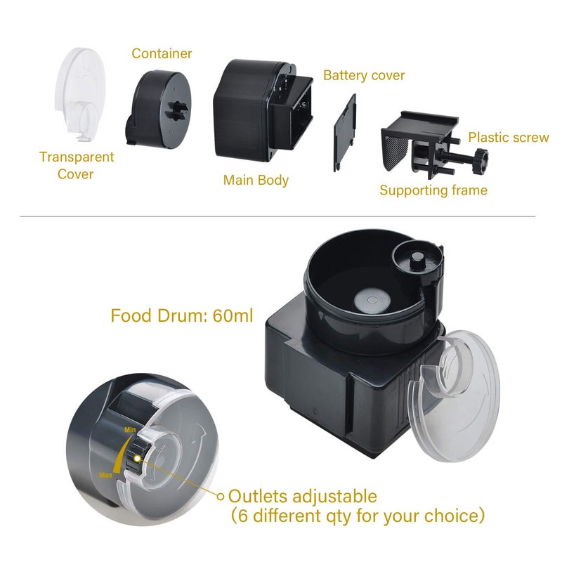 Lychee Aquarium Fish Feeder Vacation Aquarium Automatic Fish Food Dispenser Tank Feeder Timer Auto Feeders for Holiday Vacation Fish Dispenser (AF-2003) - Image 2